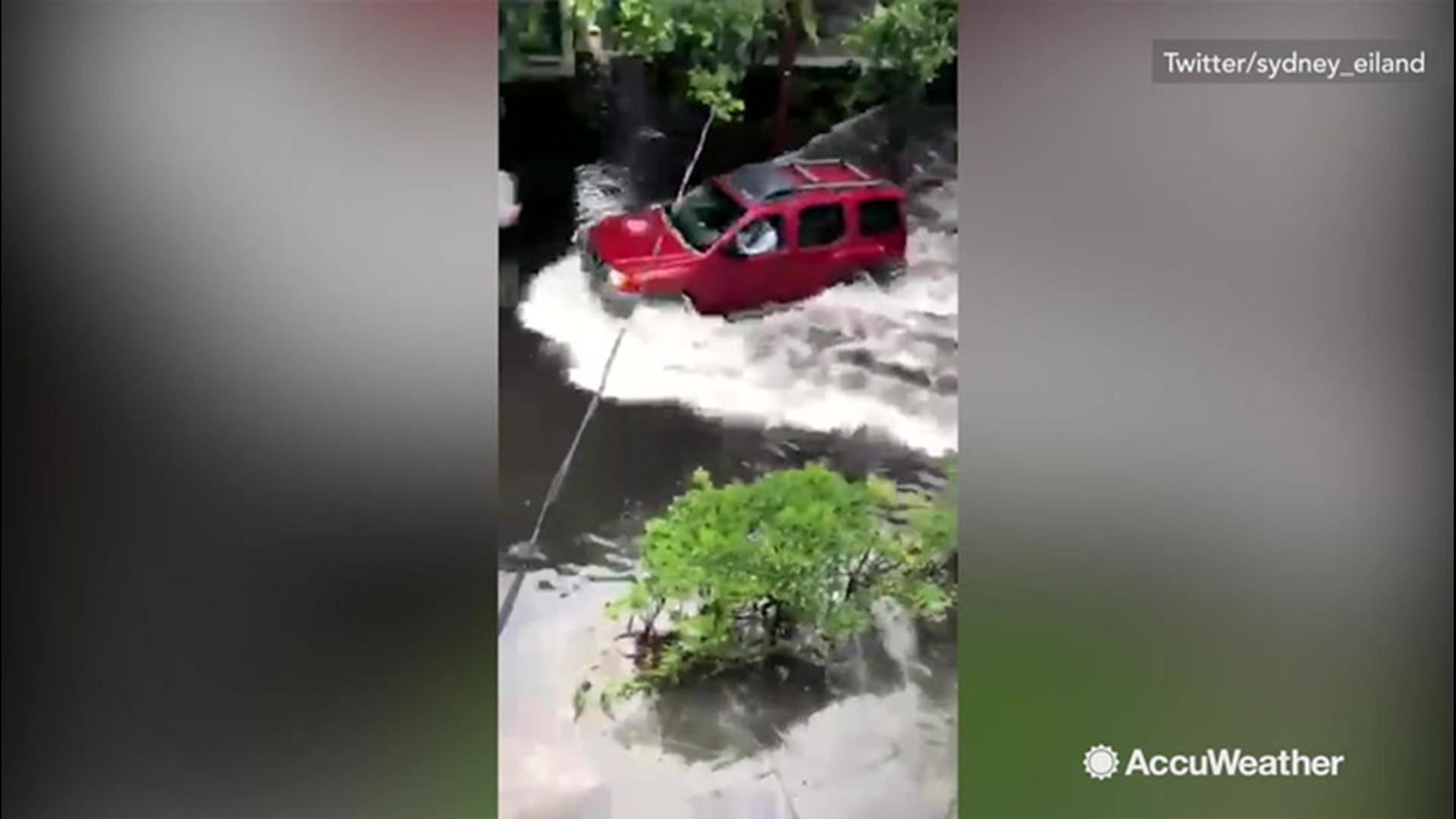 Heavy rain pummeled Charleston, South Carolina on June 12, dropping over three inches of water across the area. Drivers continued to travel in flooded parts of the city, causing waves to crash against sidewalks and homes.