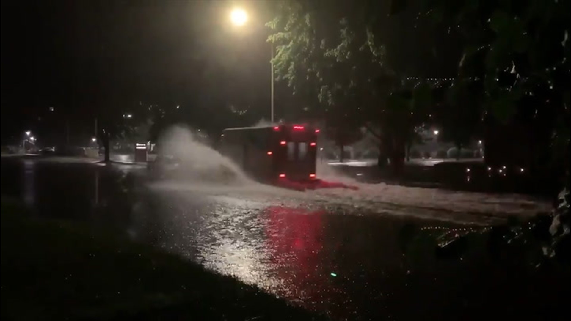 During the early hours of July 18, the streets of Brainerd, Minnesota, filled with water by a powerful storm. Emergency vehicles were still needed, however.