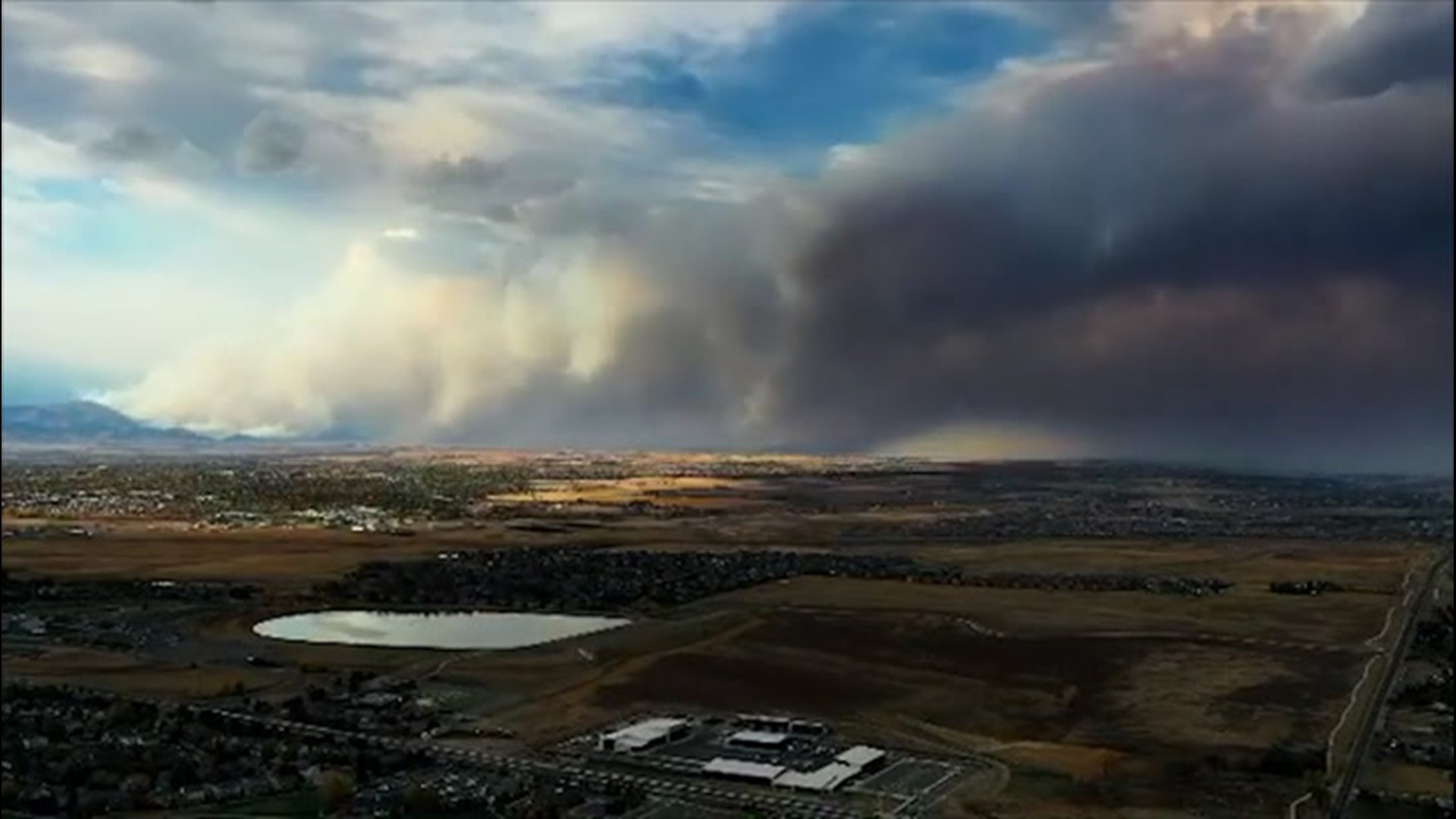 The CalWood Fire sent smoke billowing into the sky in Broomfield, Colorado, on Saturday, Oct. 17.