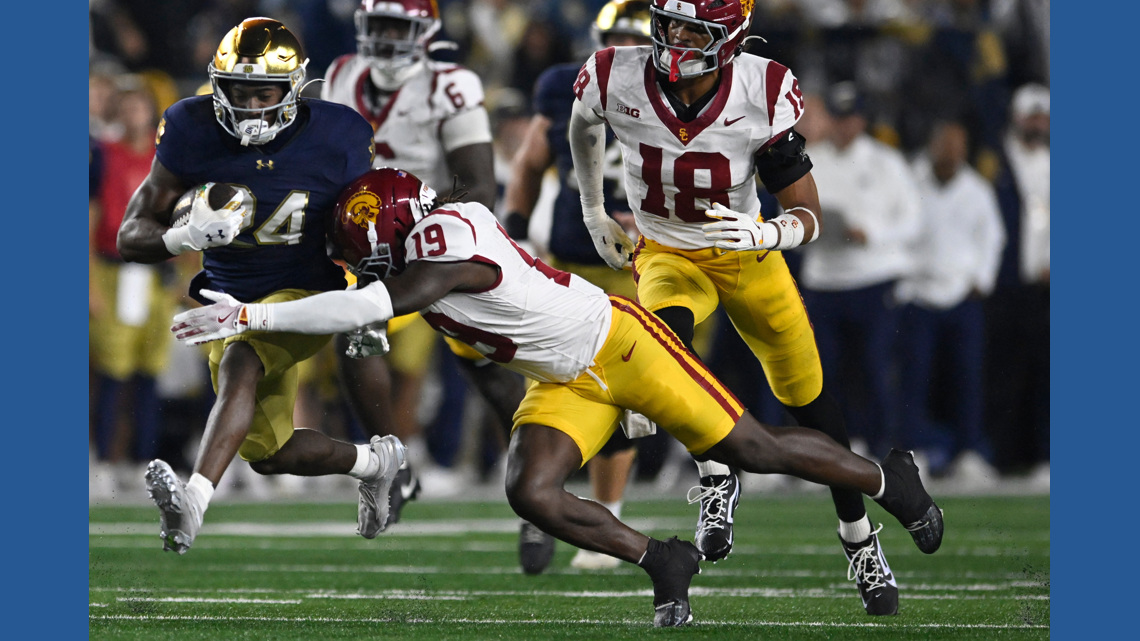 No. 13 Notre Dame defeats No. 20 USC 34-24 in pivotal College Football Playoff boost