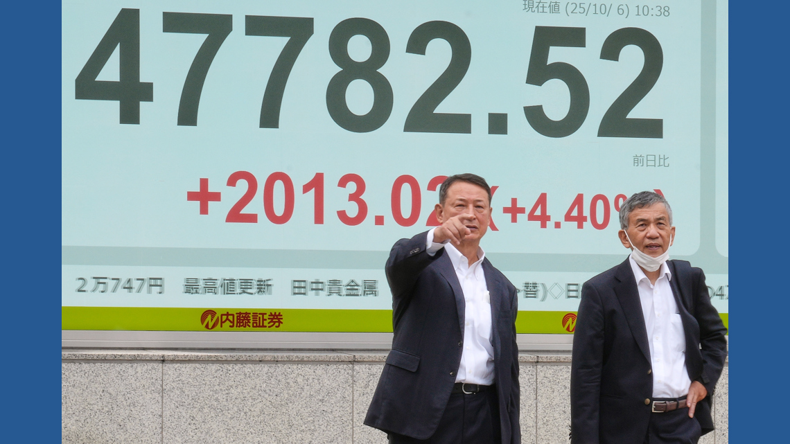 Japan Nikkei Hits Record High on Government Spending, AI Chip Deals Boost Asia Markets