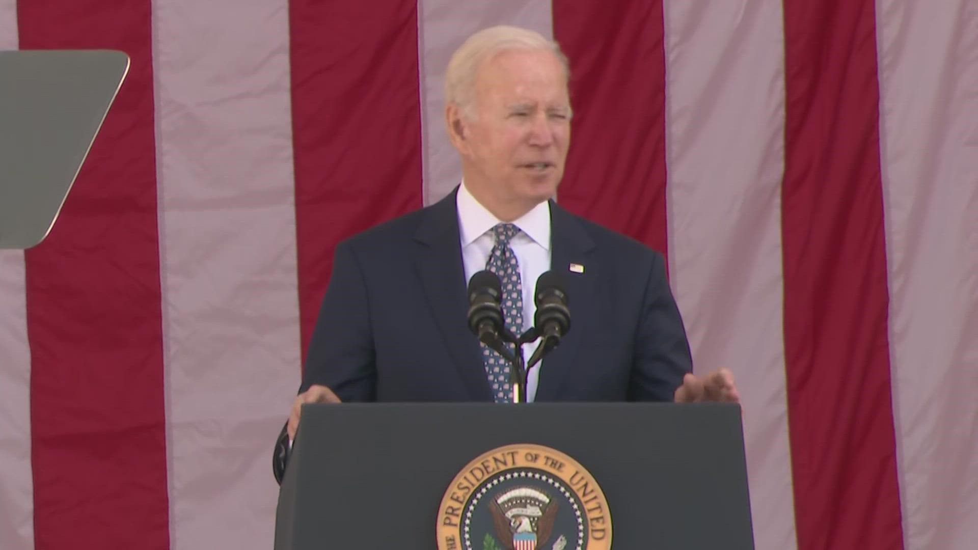 Biden honored veterans and reflected on the life of his son Beau at Arlington National Cemetery Thursday.