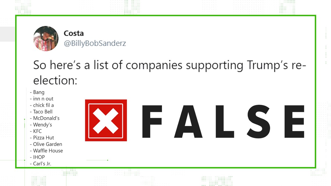 Verify Fake List Of Companies To Boycott Over Trump Re Election Donations Spreads Online Kgw Com