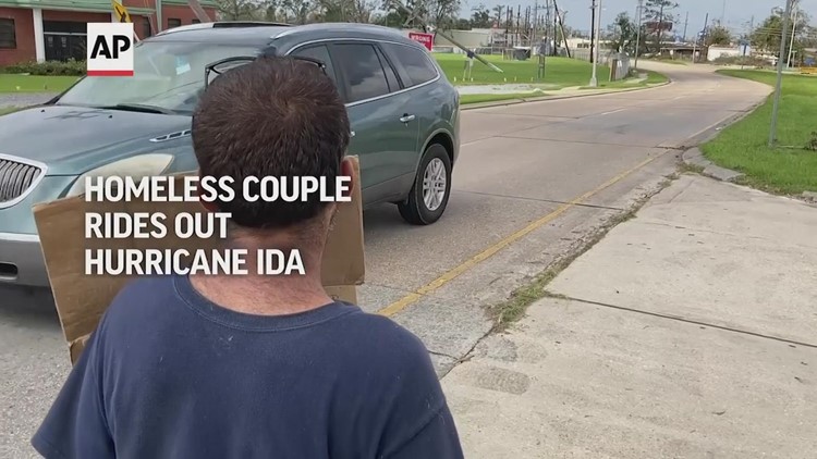 Homeless couple rides out Hurricane Ida