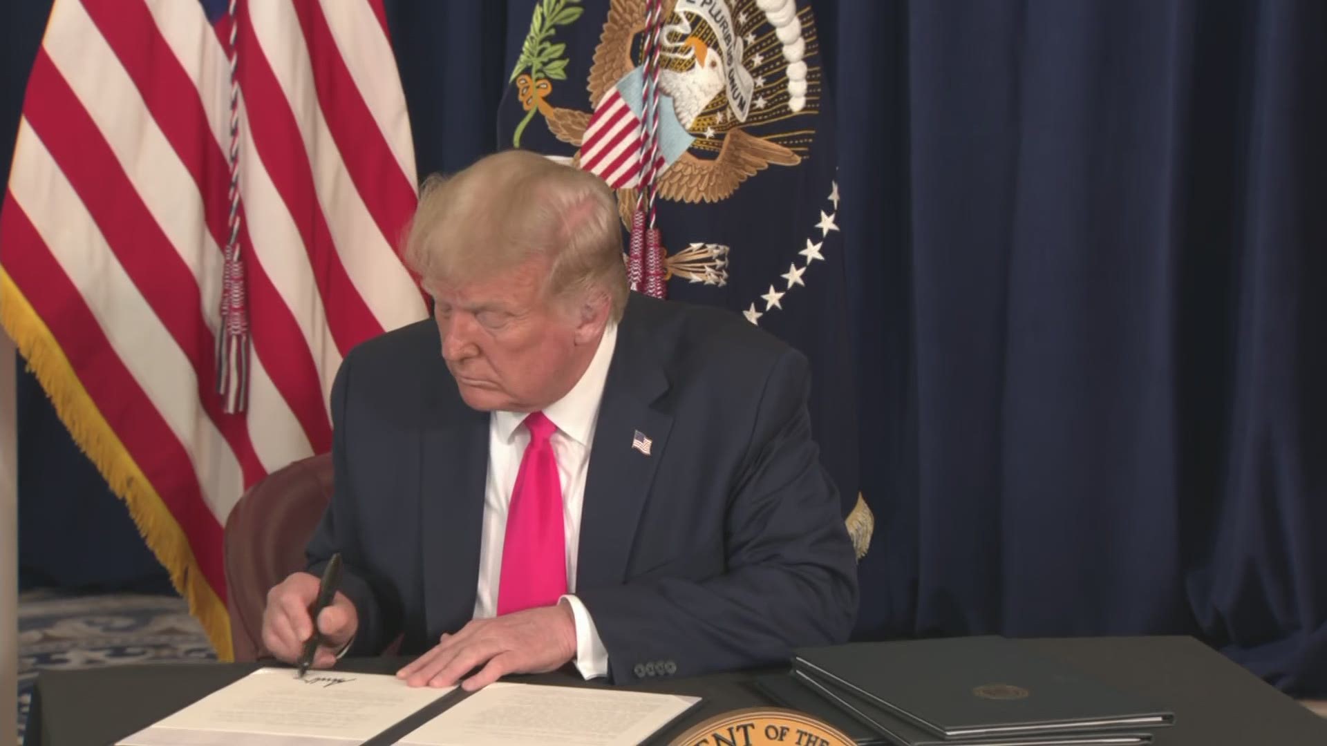 President Trump signed executive orders Saturday for a payroll tax cut, eviction protection and additional $400 of unemployment aid.