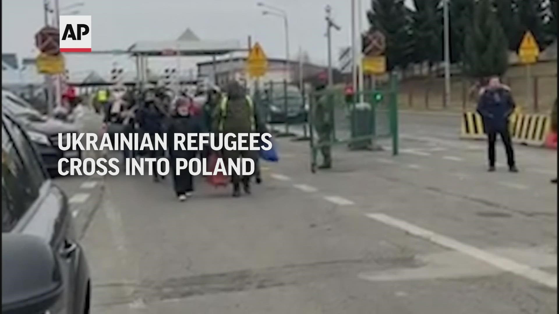 Ukrainian refugees continued to cross into Poland at the Korczowa border post on Saturday, where U.S. Secretary of State Antony Blinken visited.