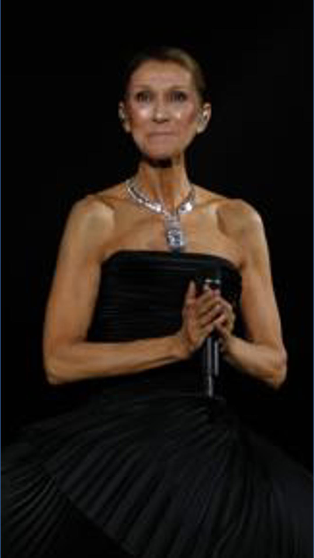 watching your black dress hit the floor Celine Dion performs in emotional comeback concert after overcoming rare illness The Sei Long Sleeve black organza dress Sizes:US 12
