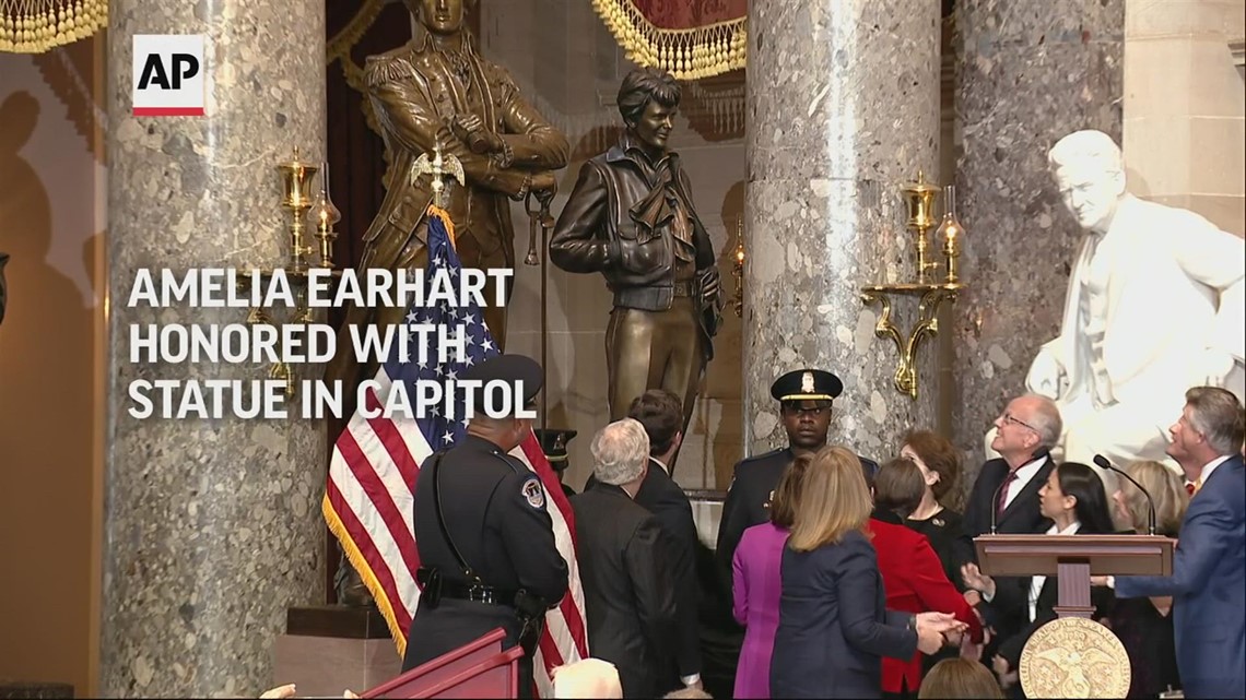 Amelia Earhart honored with statue in the US Capitol
