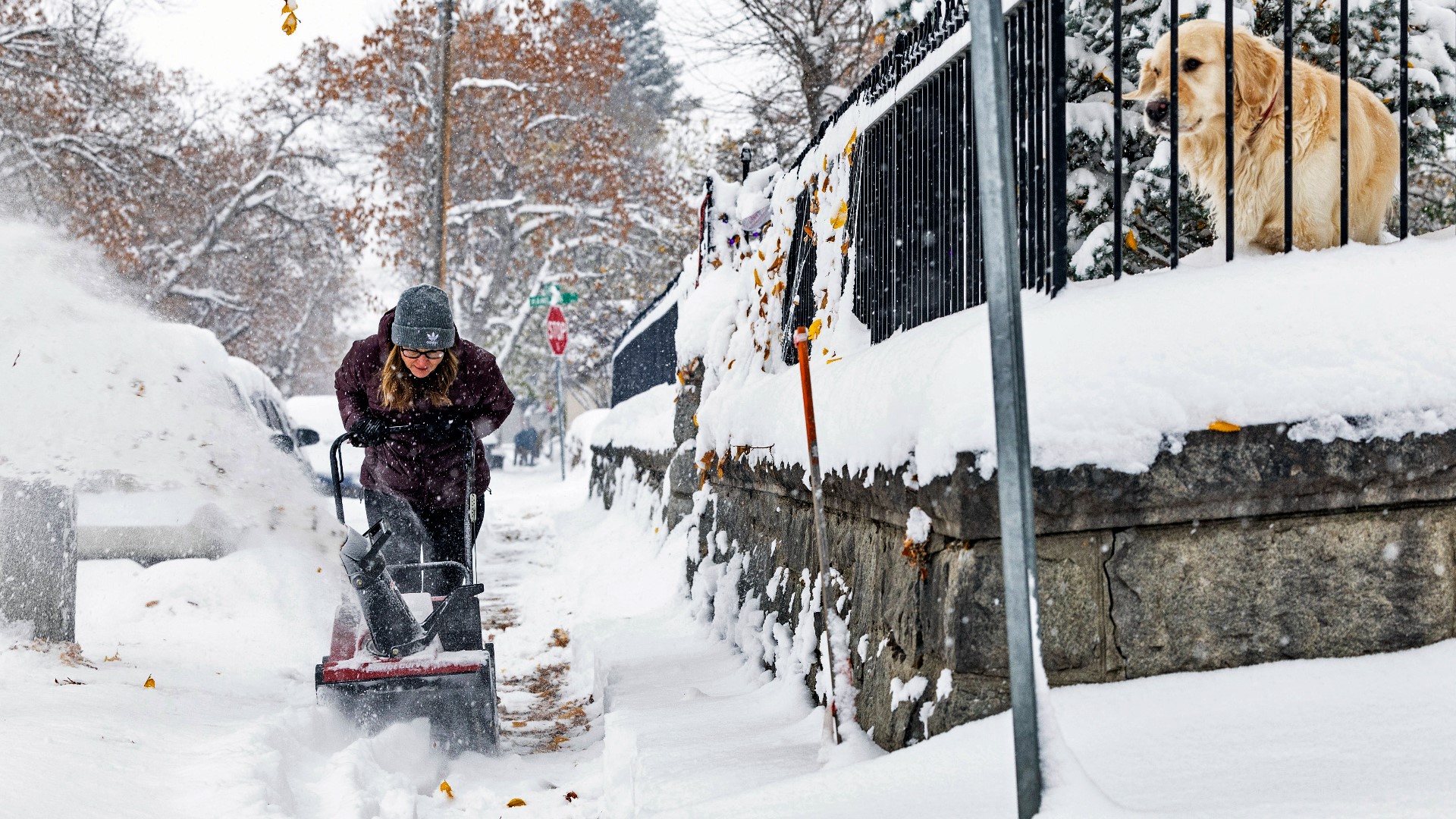 The first major snowstorm of the season dropped up to a foot  of snow in the Helena, Montana, area by Wednesday morning.