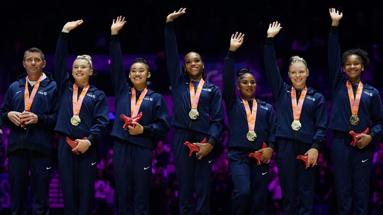 U.S. women earn record sixth straight world gymnastics title