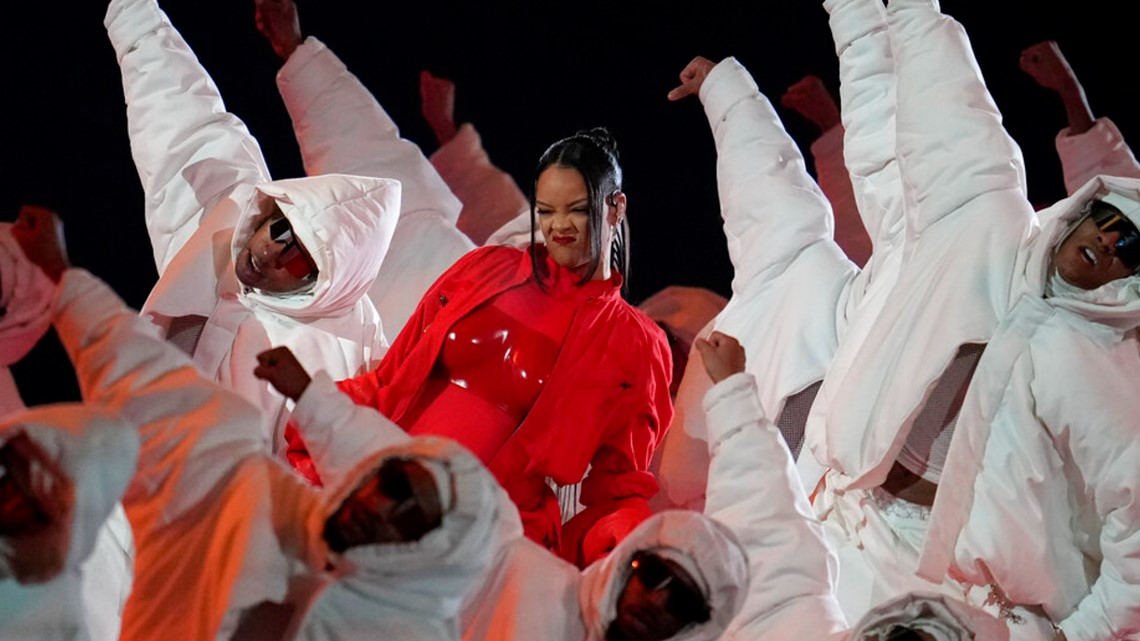 WATCH: Super Bowl halftime show pregnant Rihanna soars