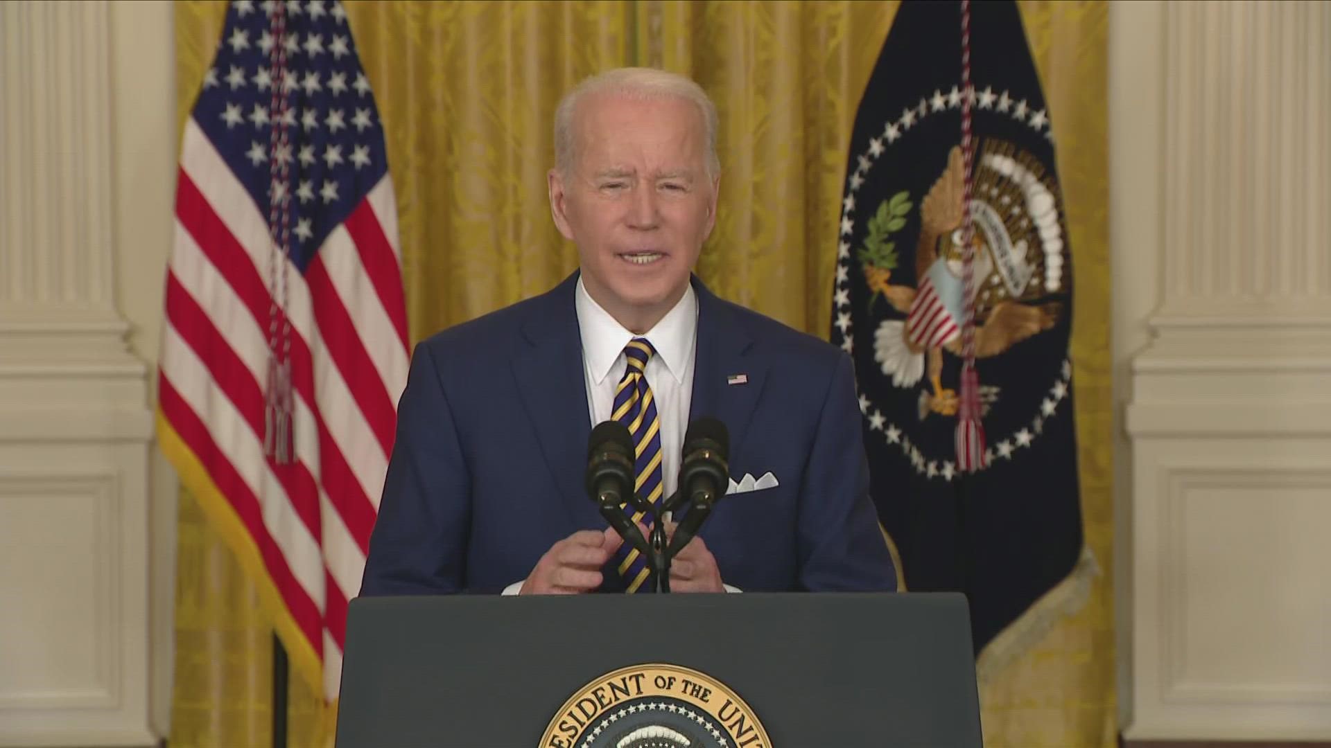 Biden spoke on funding for schools and other measures for education during the pandemic.