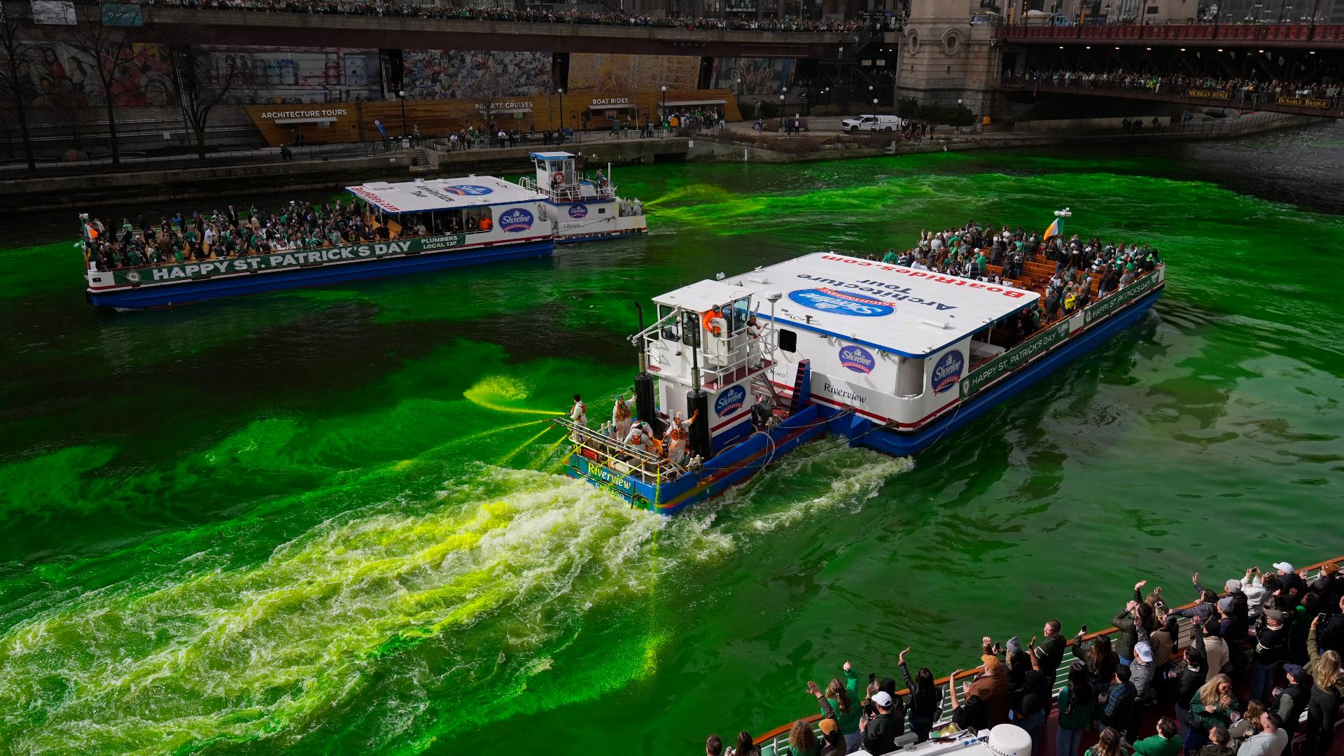 st paddys day river dying chicago