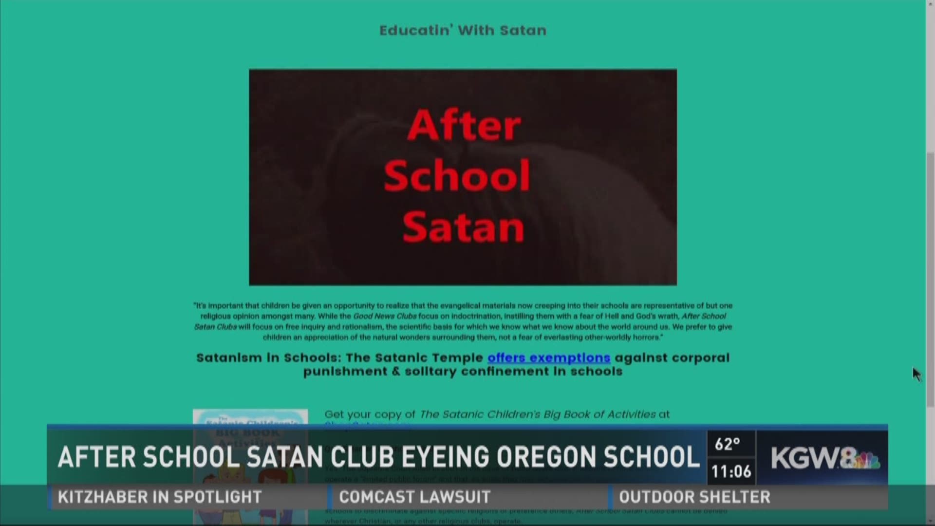 Satanic Temple Pushing After School Clubs | Kgw.com