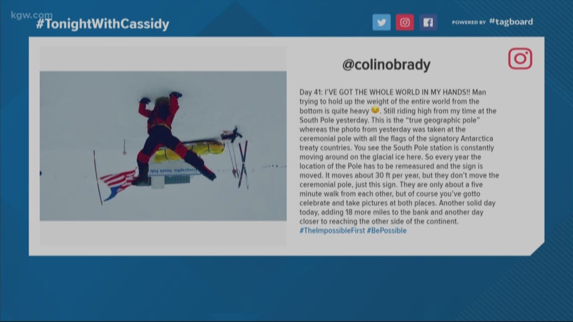 Congrats to Colin O'Brady who has made it to the South Pole 

#TonightwithCassidy