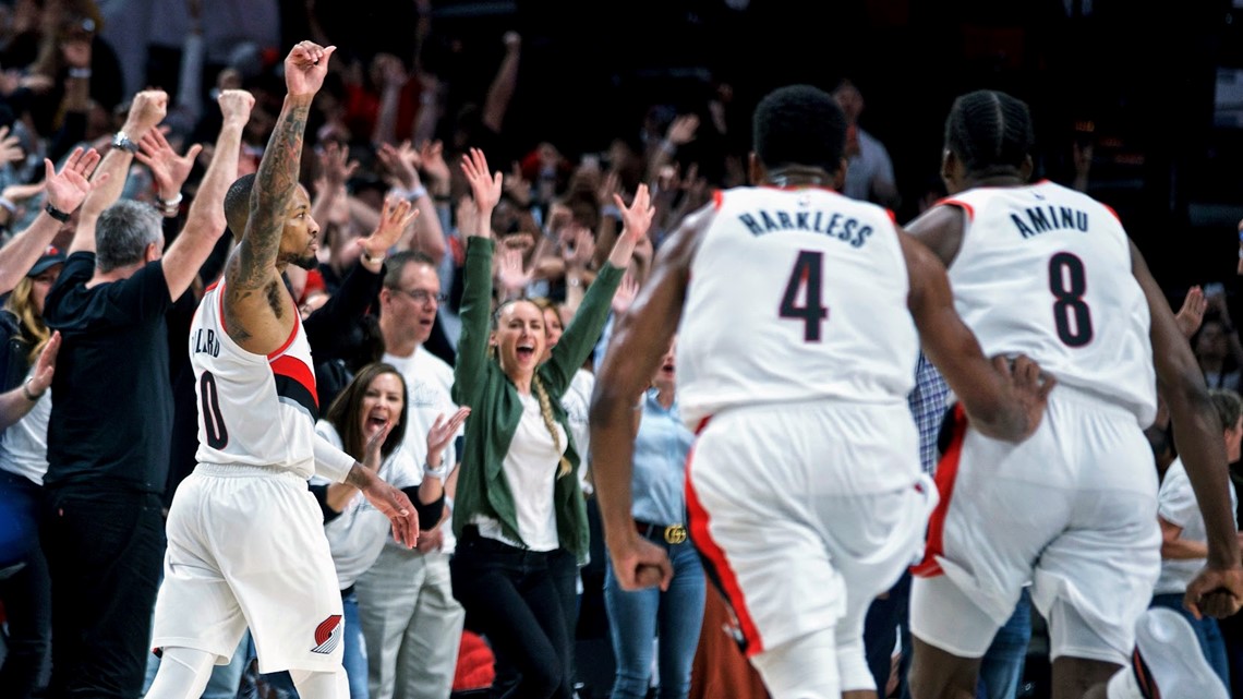 The shot: Damian Lillard's buzzer-beater, wave goodbye to the Thunder and  Trail Blazers' postgame celebration in photos 