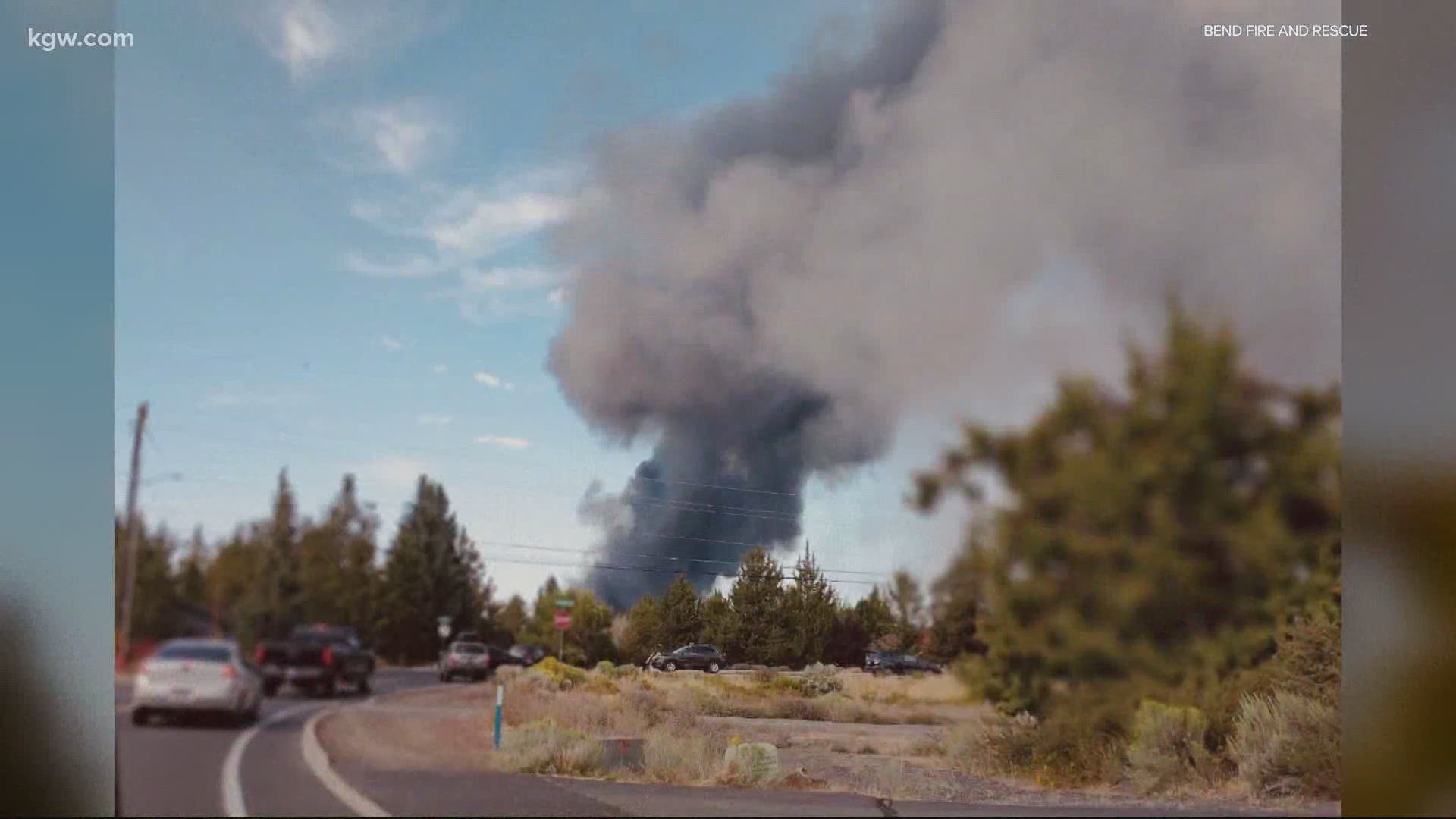 Fire north of Bend caused by motor home