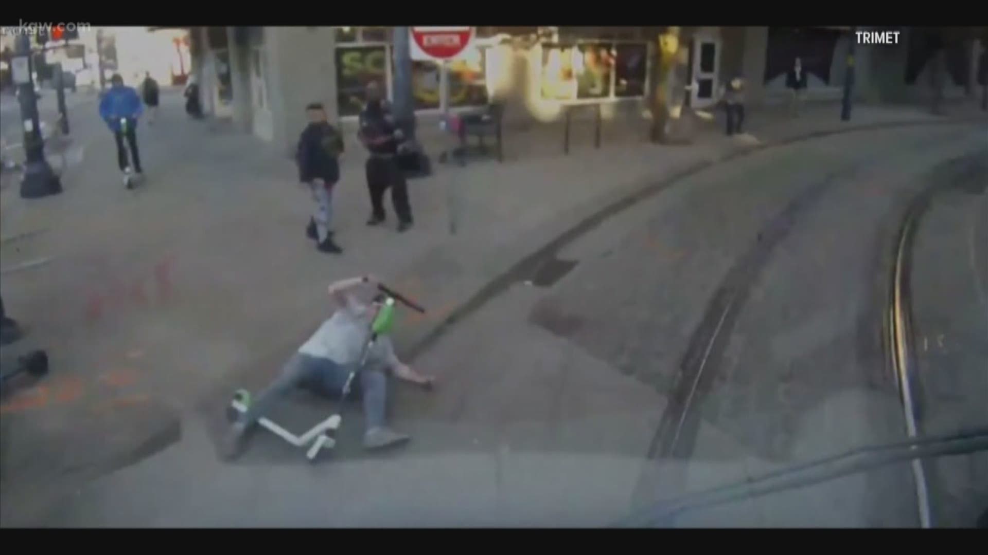TriMet sent out Wednesday a compilation video of pedestrians, bicyclists, drivers, even a scooter rider, all nearly colliding with MAX trains.