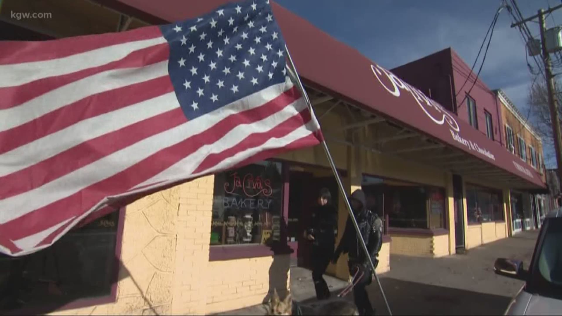 Who is behind the U.S. flags that go up in Portland's Hawthorne District several times a year? Meet Iva Elmer, owner of Jaciva's bakery.