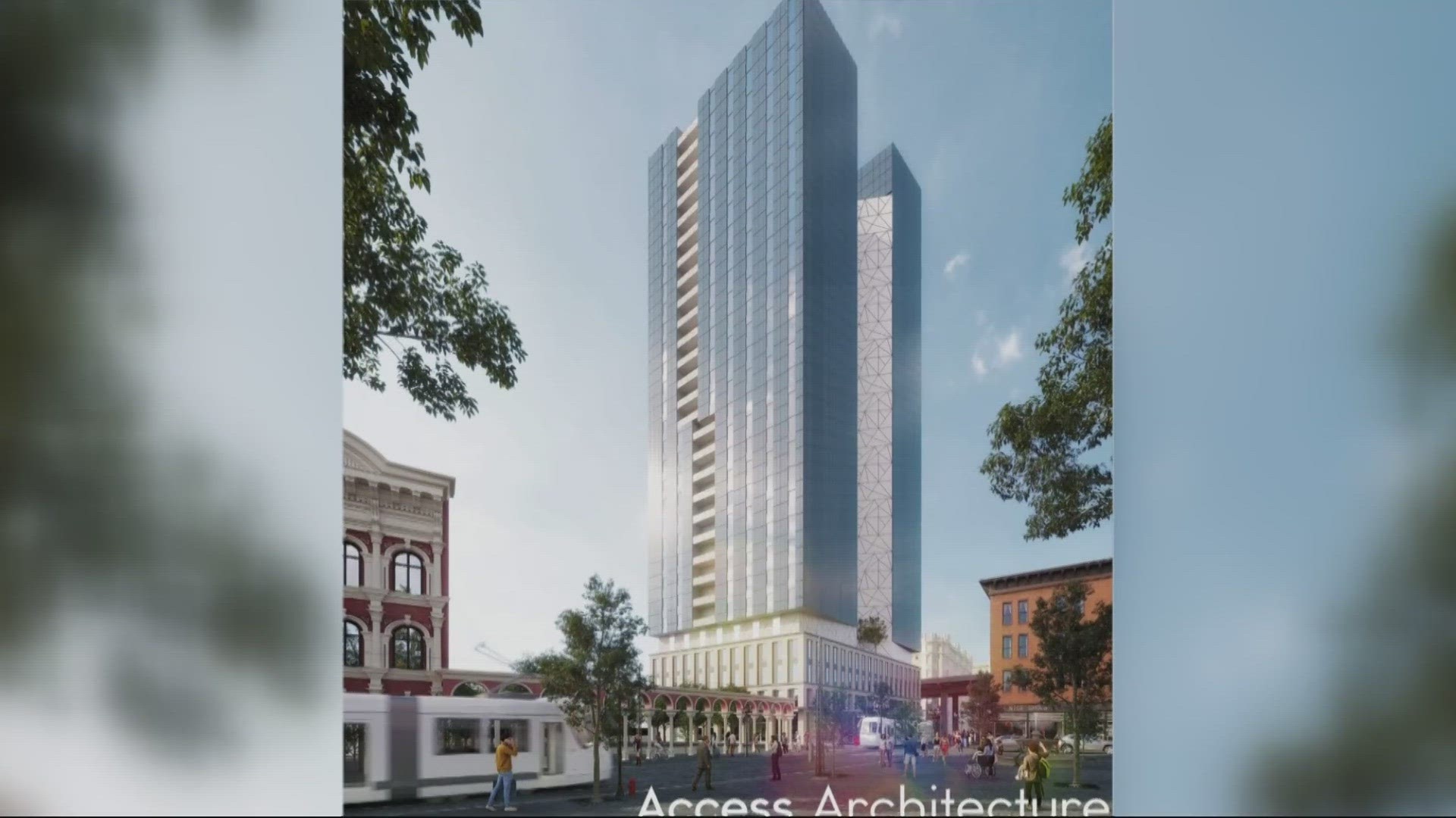The proposed 728-unit affordable housing tower is not permitted at 108 West Burnside because of the city's seven-story height limit.