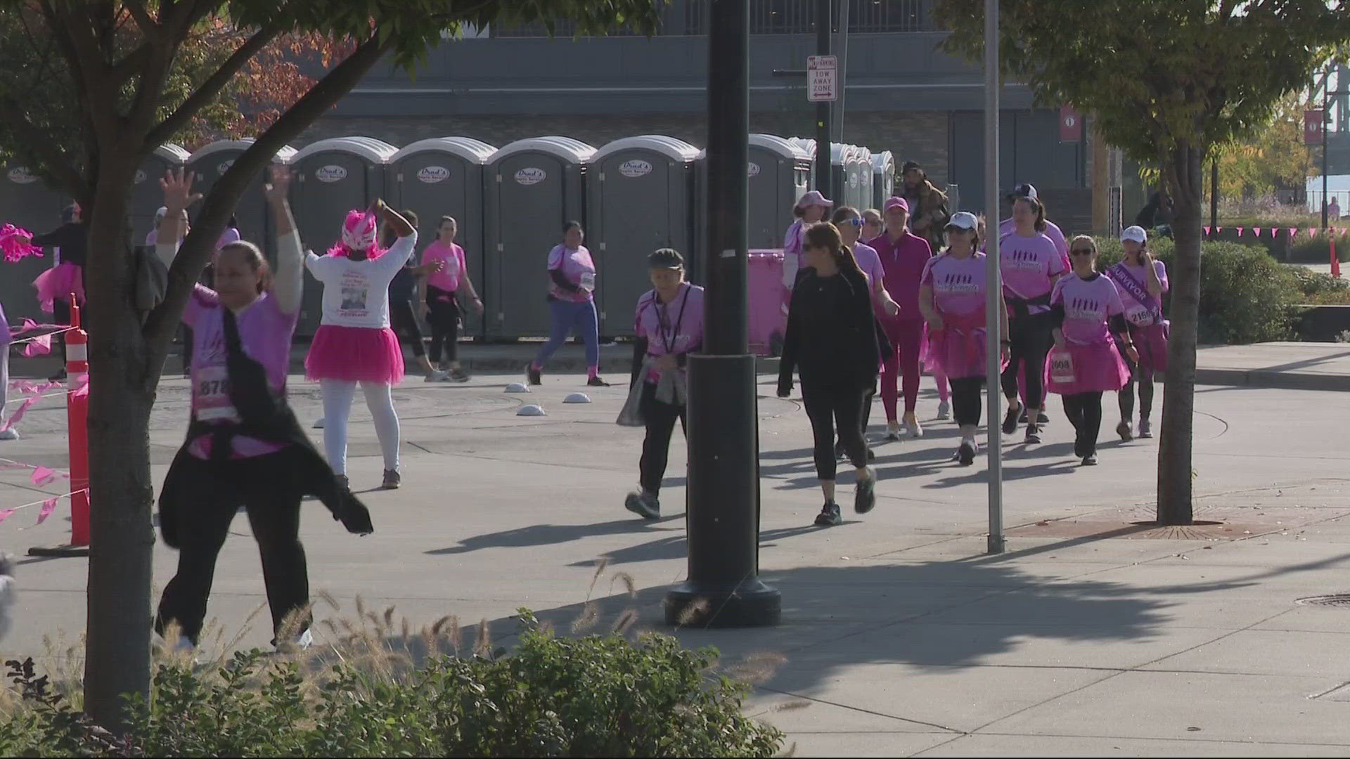 More than 2,000 people dressed in pink while running or walking on Vancouver's Waterfront on Sunday.