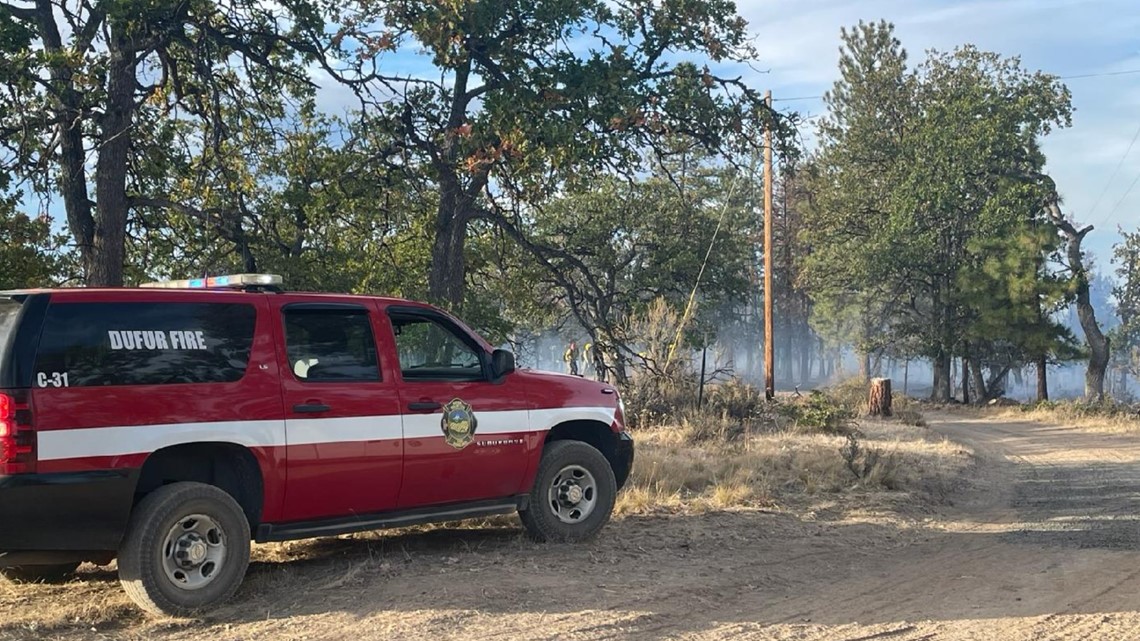 Fire near Dufur in Wasco County 100 contained at 7 acres