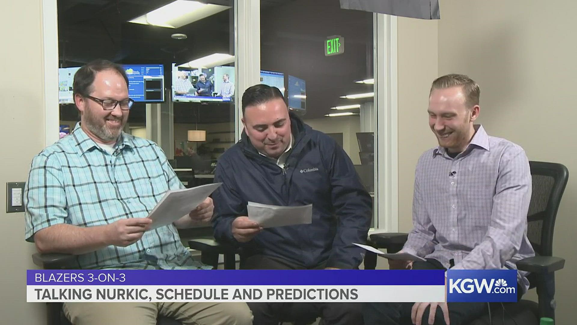 KGW's Jared Cowley, Orlando Sanchez and Nate Hanson predict who will win the Blazers' next four games, against the Pacers, Mavericks, Nuggets and Timberwolves.