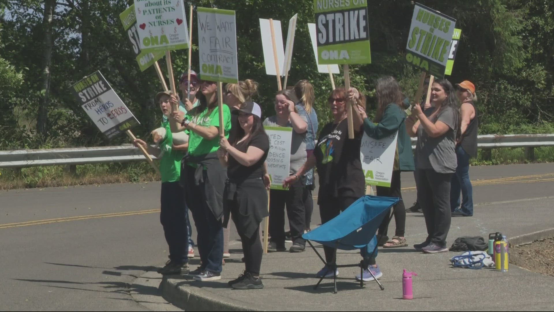 Nurses picket outside Providence Seaside on third day of strike
