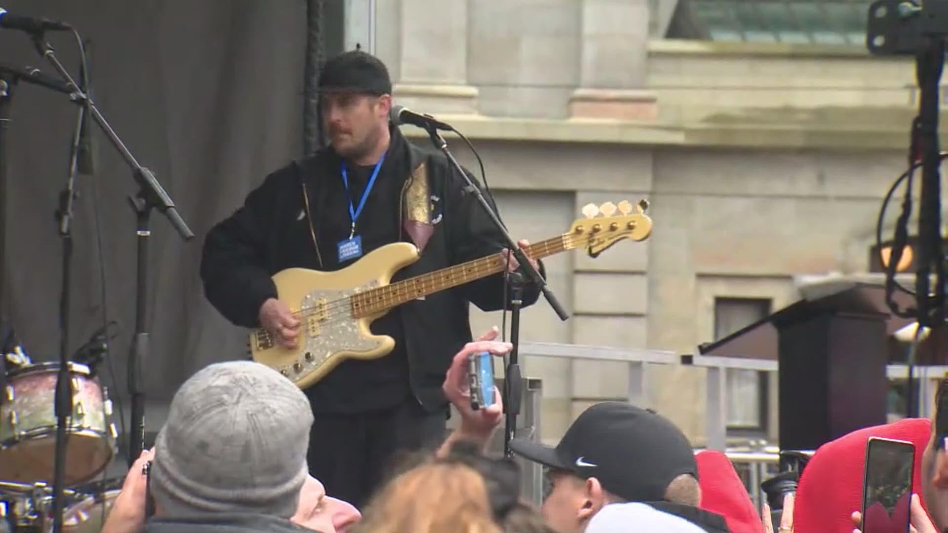 Portgual. The Man plays their Grammy Award winning hit "Feel It Still" at the March for Our Lives rally in Portland.