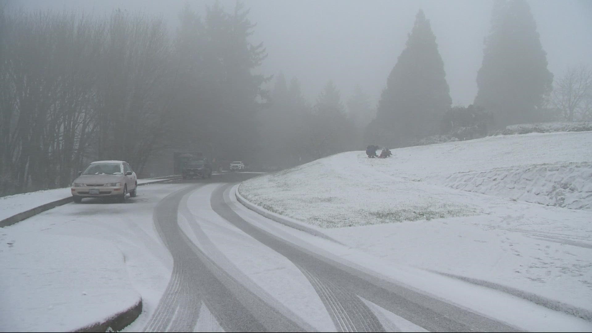 Sunday brought the first snowfall of the season in the Portland metro area clearing the way for fun winter activities.