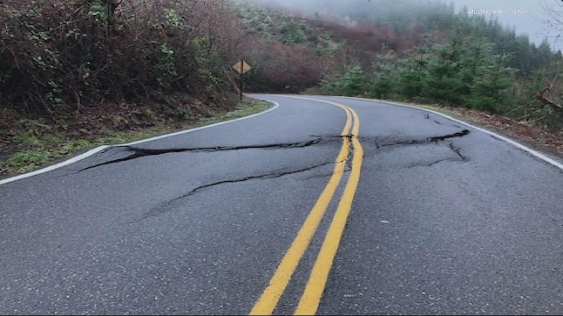 Road separation and erosion causes road closure in West Hills