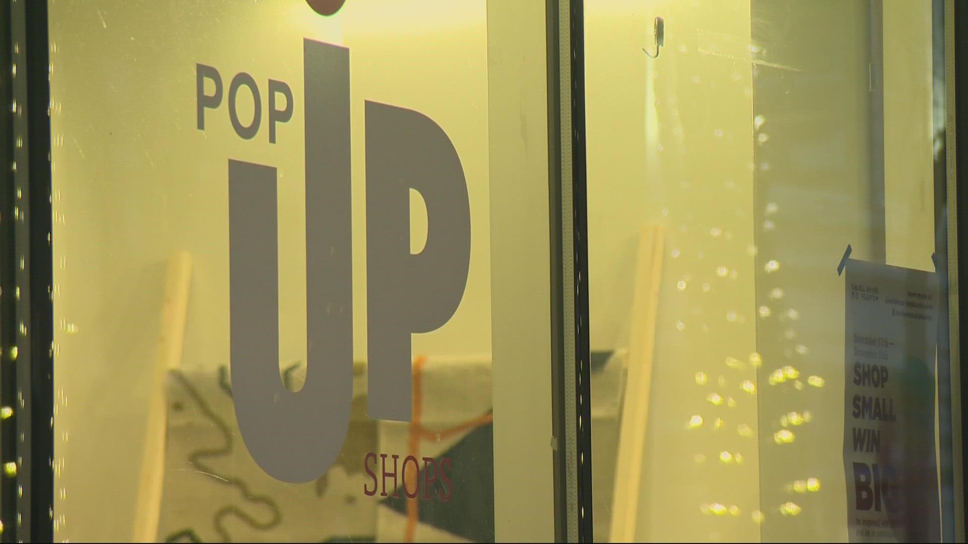 There are seven pop-up shops this year in vacant spaces in downtown buildings — each with about 80 businesses selling.