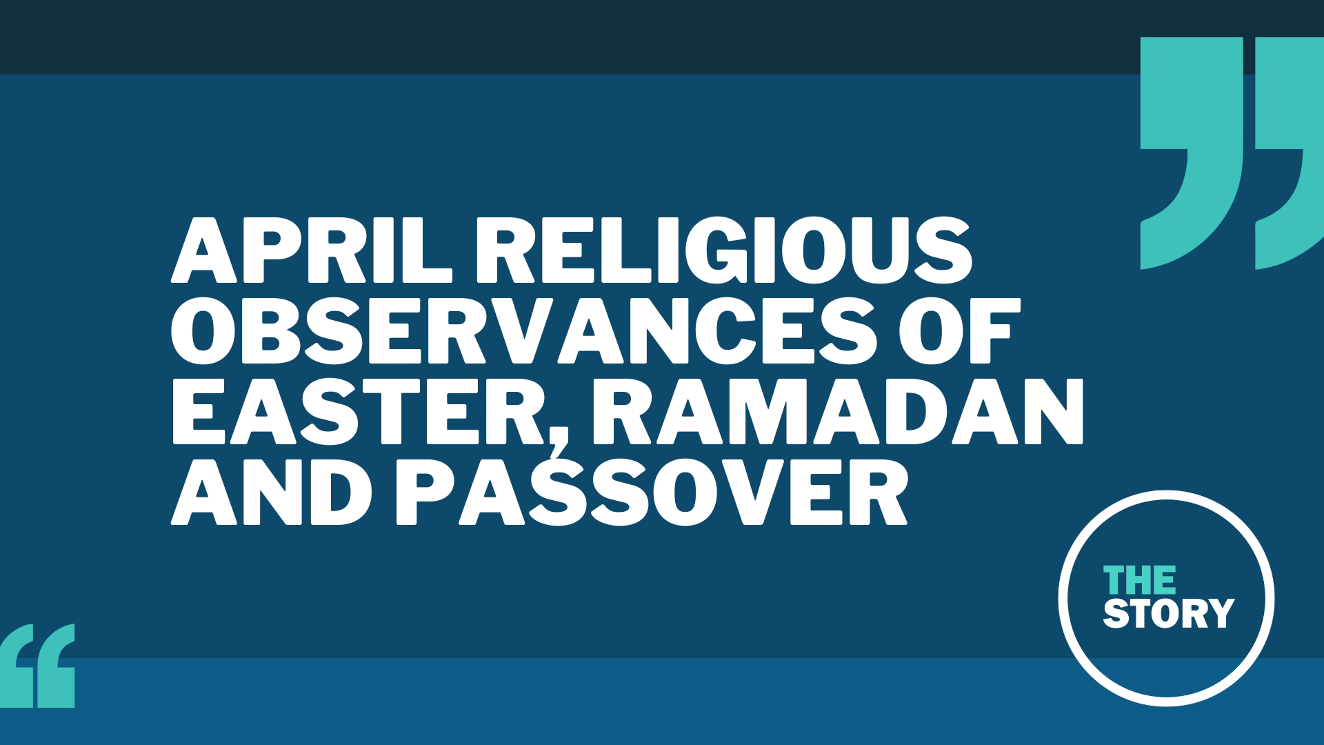 Christians celebrate Easter this Sunday. This is also the month of Ramadan for Muslims, and the week of Passover for Jews.