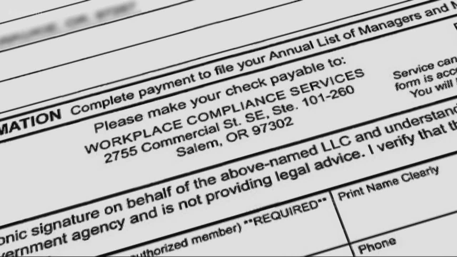 Three different consumer protection agencies are warning small business owners about an official looking notice showing up in mailboxes all over Oregon.