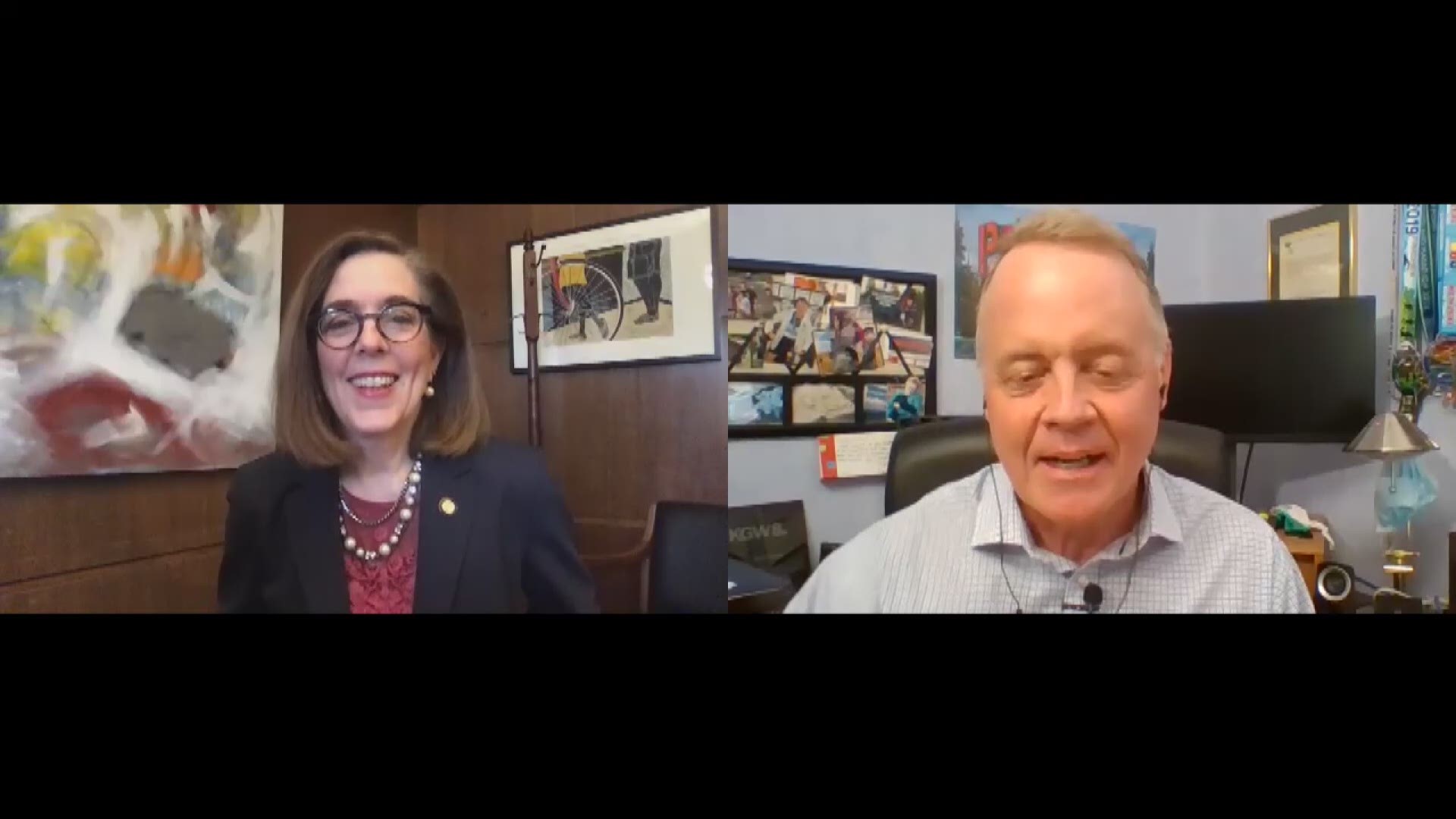 Oregon Gov. Kate Brown talks with KGW reporter Pat Dooris about COVID-19 in the state and the change in tone of protests in downtown Portland.