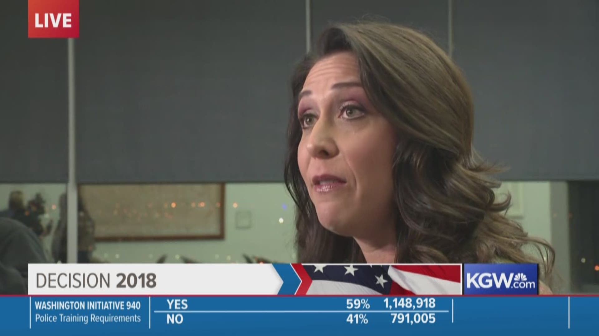Rep. Jaime Herrera Beutler speaks on election night as she leads Democrat challenger Carolyn Long for Washington's 3rd Congressional District.