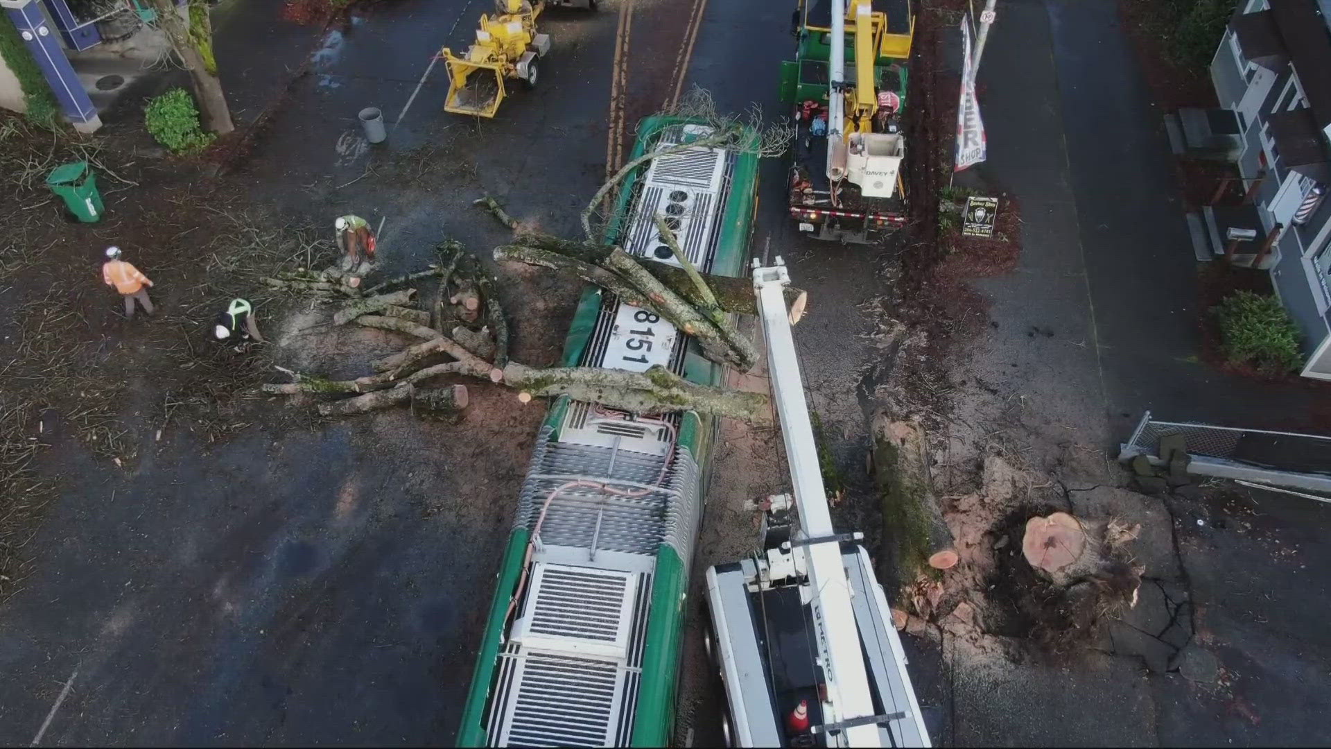 A bomb cyclone off the Pacific Northwest brought strong winds to the region Tuesday night.