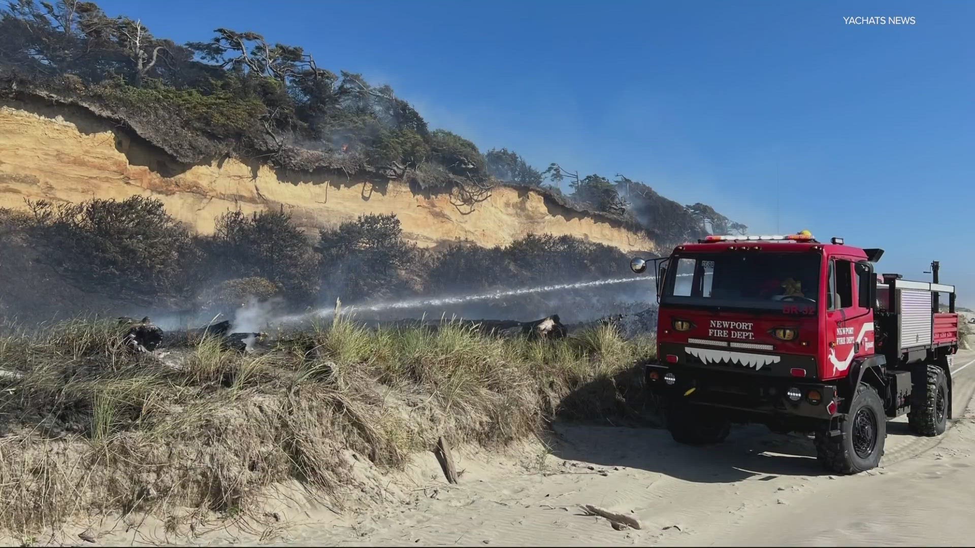 Central Oregon Coast Fire & Rescue says the remnants of firework mortars were found near the fire that caused temporary evacuations late Sunday afternoon.