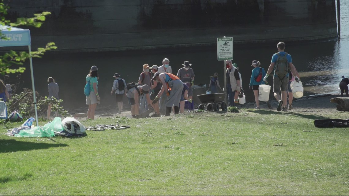 Cathedral Park beach gets a thorough cleanup at low tide ...