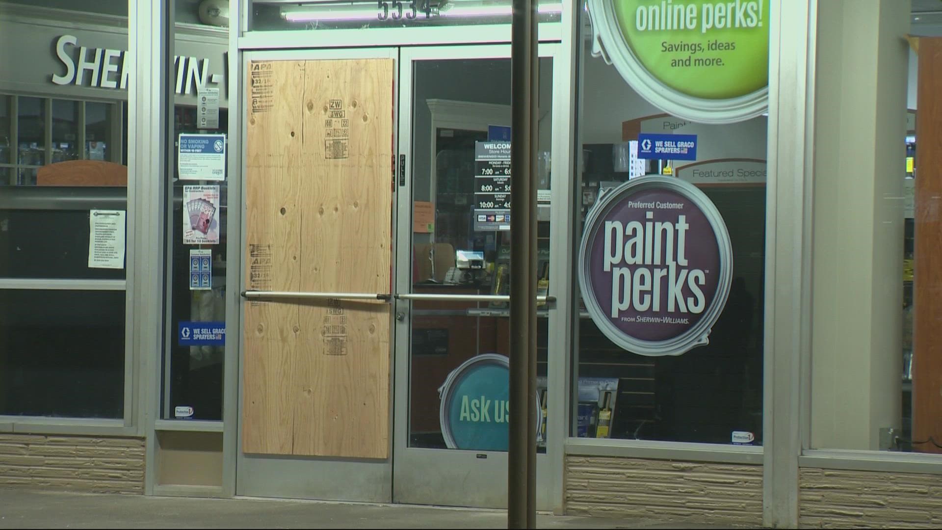 Six businesses at the East Burnside Plaza near Southeast 55th Avenue and East Burnside Street were all burglarized over the weekend.