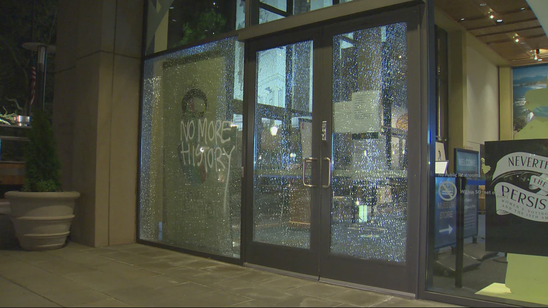 Police declared a riot in downtown Portland on Friday night after people smashed windows of several businesses.