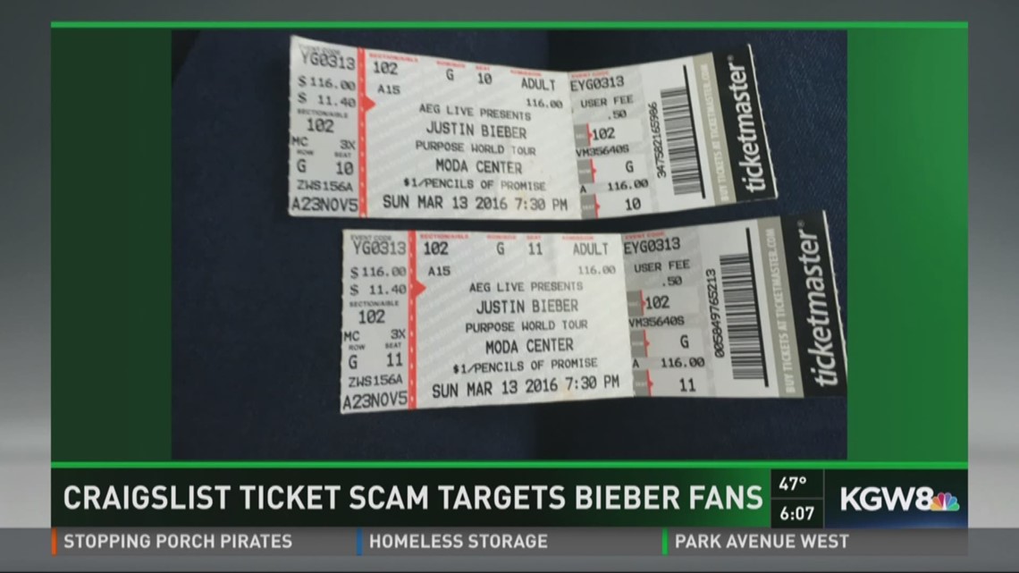 Craigslist ticket scam targets Bieber fans