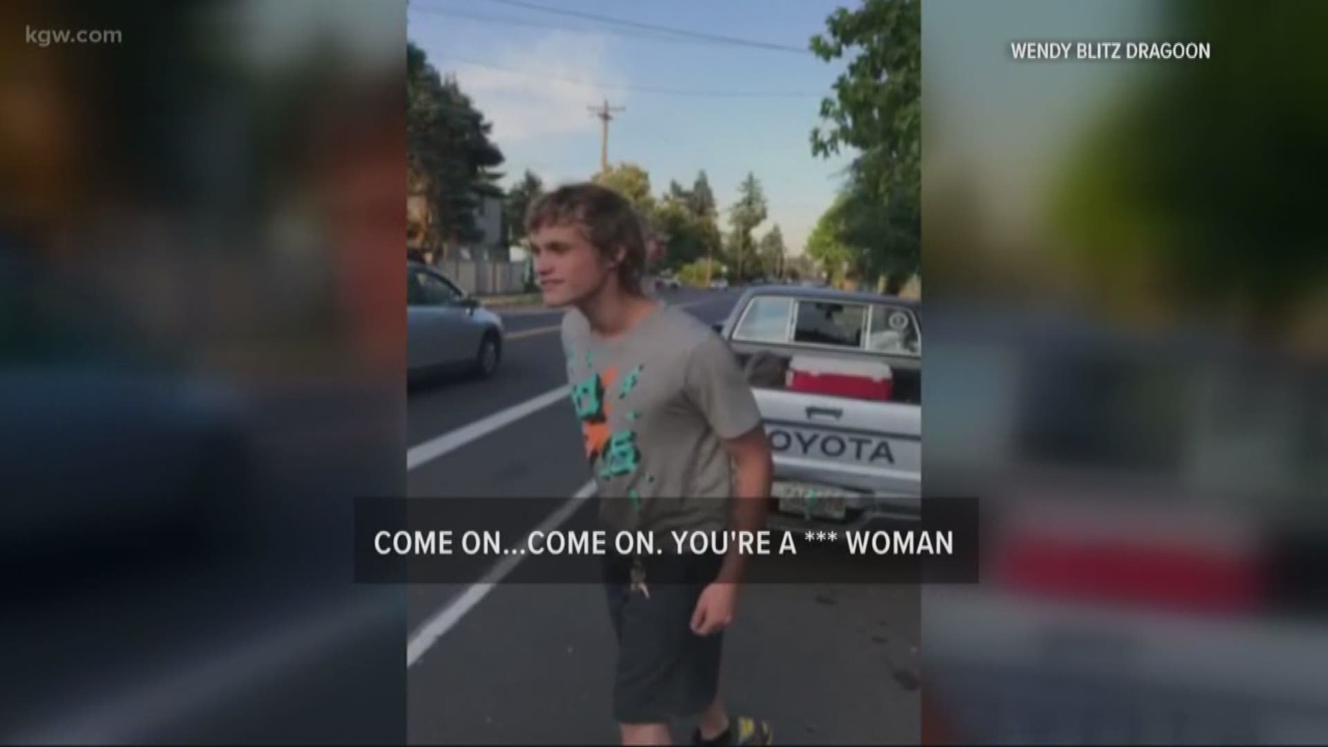 A video shows a man threatening a Portland same-sex couple.
