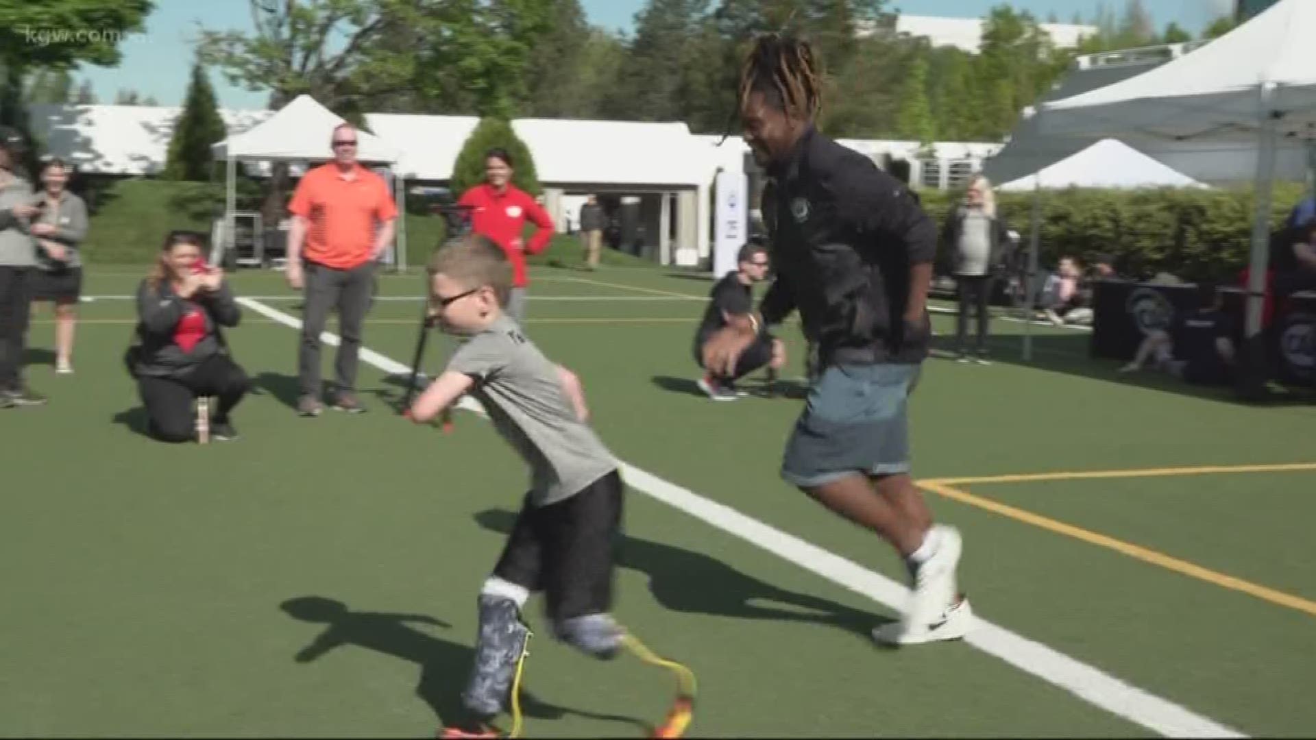 A 10-year-old boy from Salem, Oregon has a new way to get active and play thanks in part to a special delivery from an NFL inspiration.