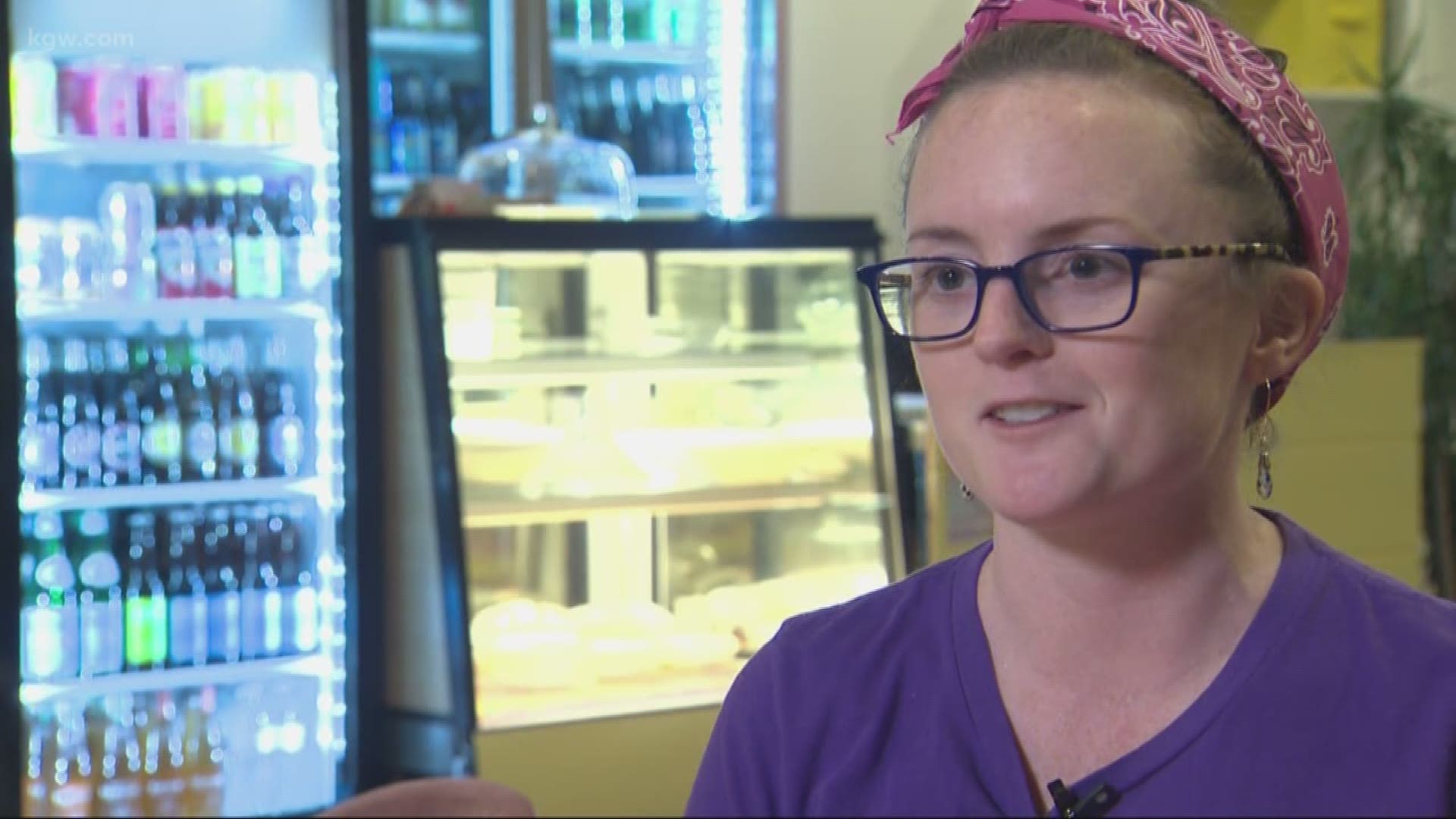 A North Portland cafe owner said she's in danger of closing because of the business that was there before her.