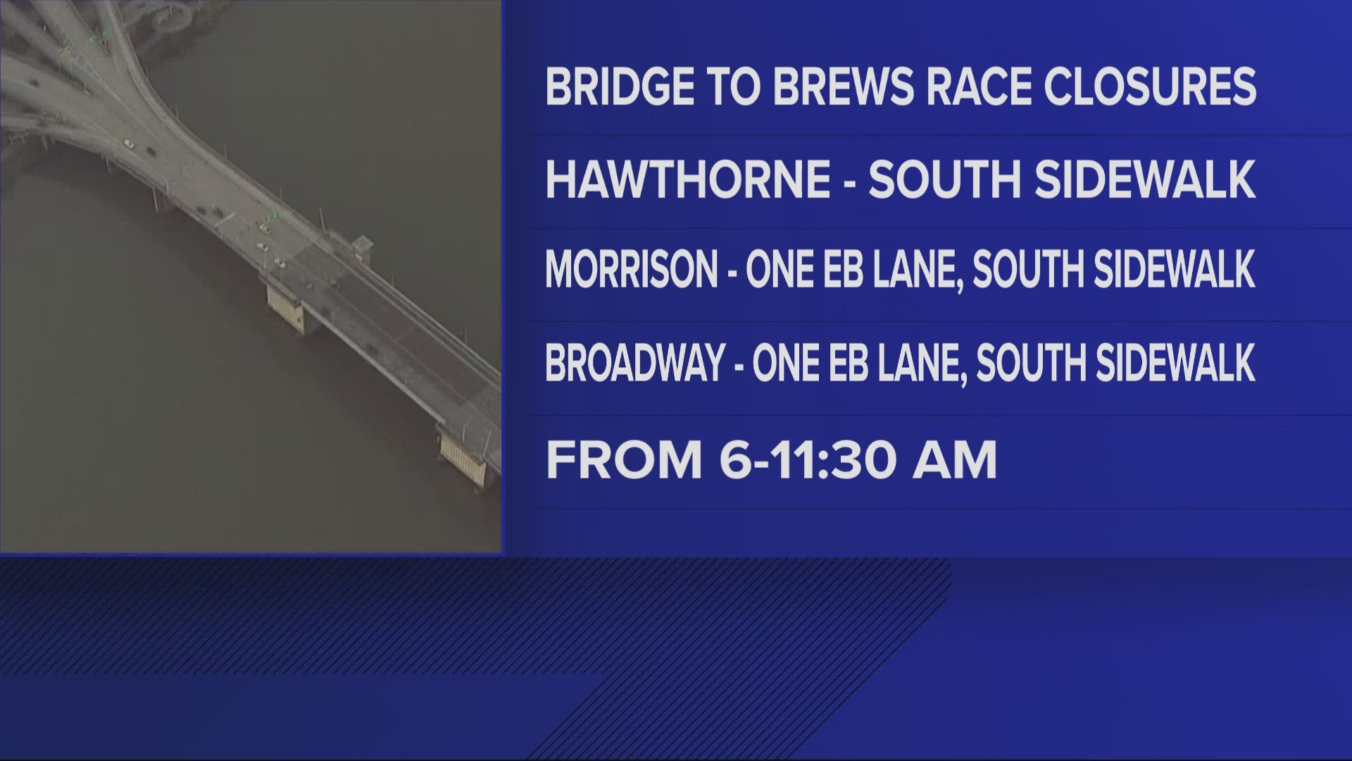 On Sunday, some parts of Hawthorne, Morrison and Broadway bridges will be closed in the morning and afternoon for the Bridge to Brews event.