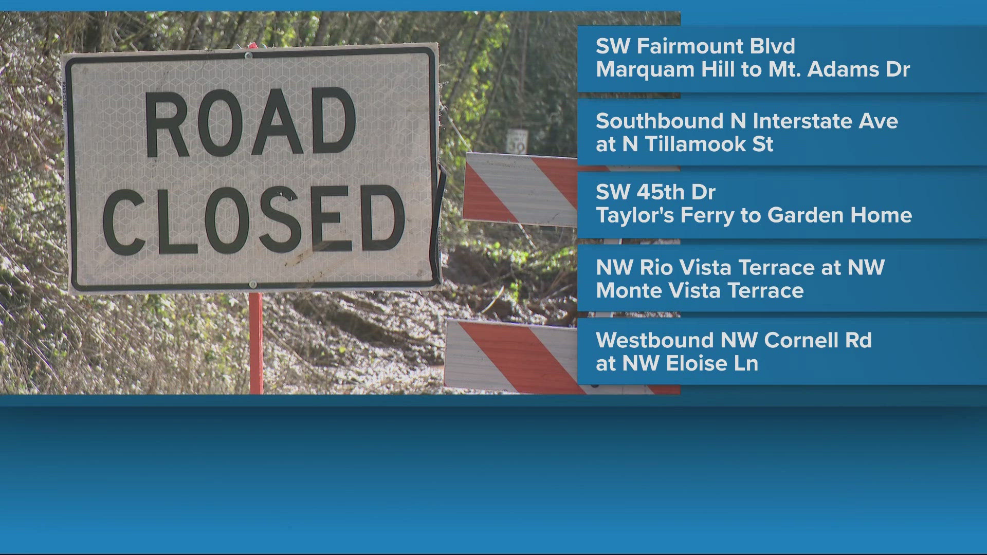 Landslides force road closures in Southwest Portland | kgw.com