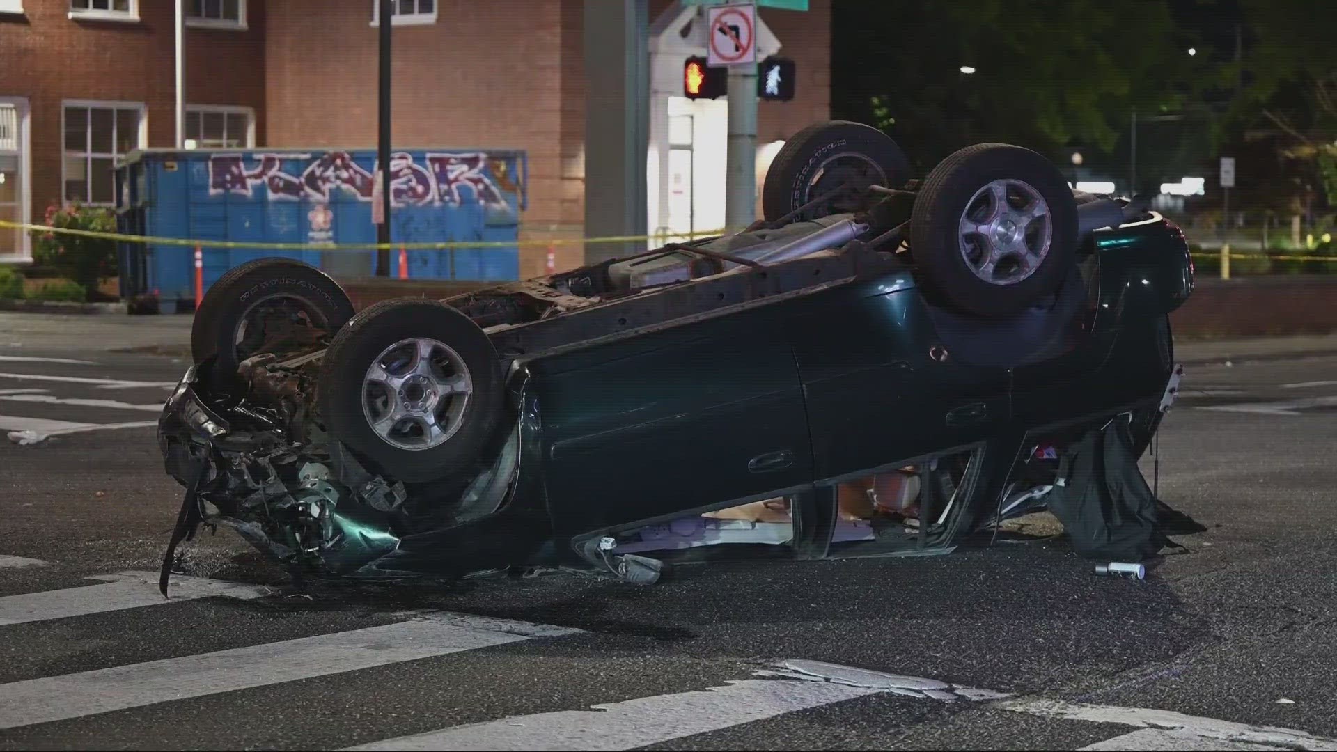 Police say they found two vehicles involved with one rolled over and a gunshot victim in the Mill Park neighborhood.