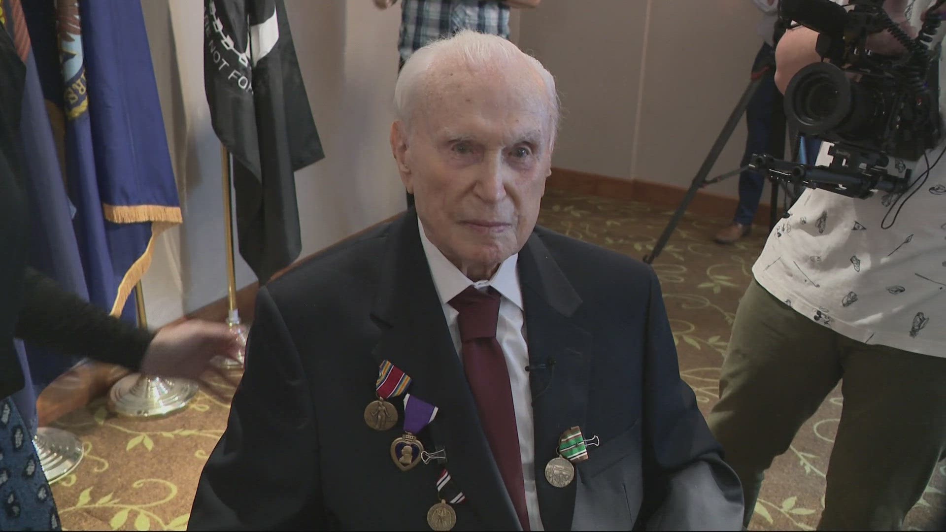 After more than a dozen missions, Lieutenant Champagne, a man who endured, survived and thrived, received his long overdue purple heart.