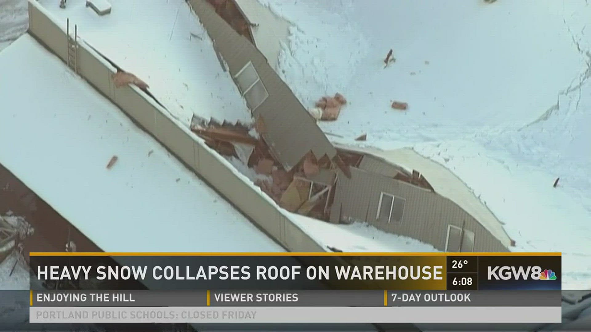 Heavy snow collapses roof on warehouse